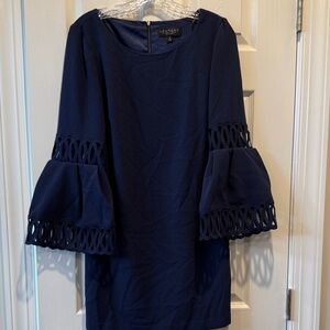Laundry By Shelli Segal Midnight Blue Dress with Bell Sleeves